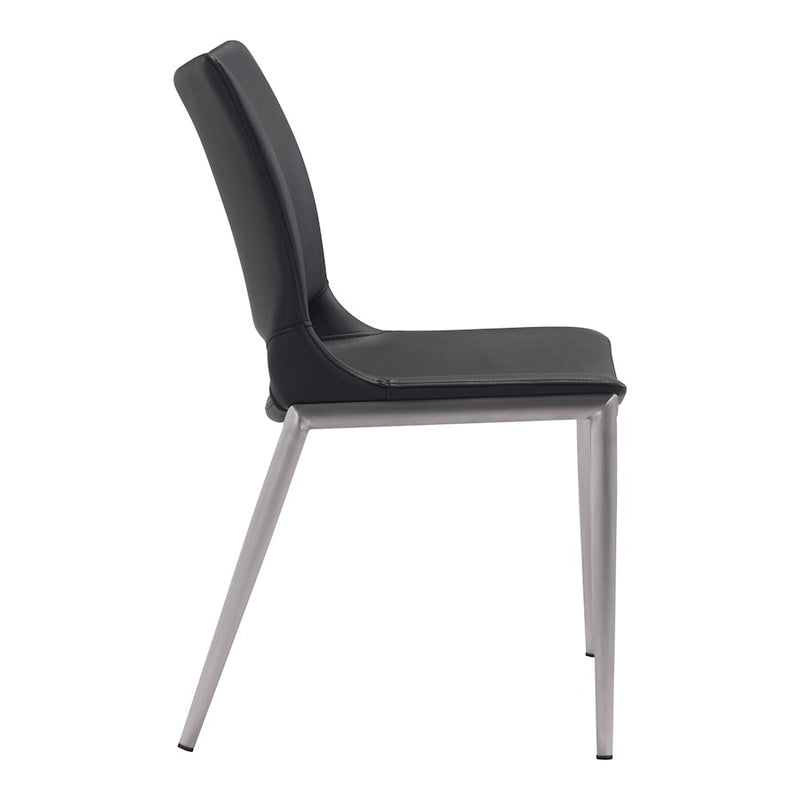 Zuo Modern Ace Dining Chair Set of 2, Black/Silver