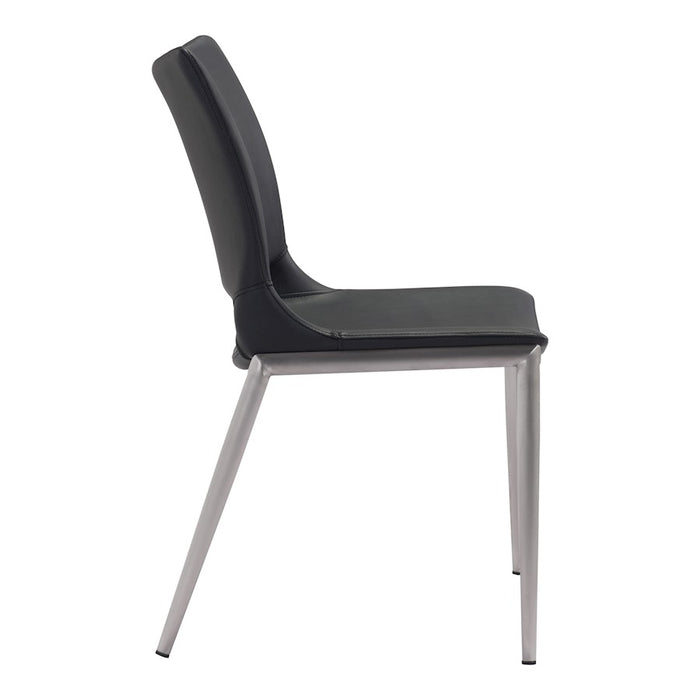 Zuo Modern Ace Dining Chair Set of 2, Black/Silver