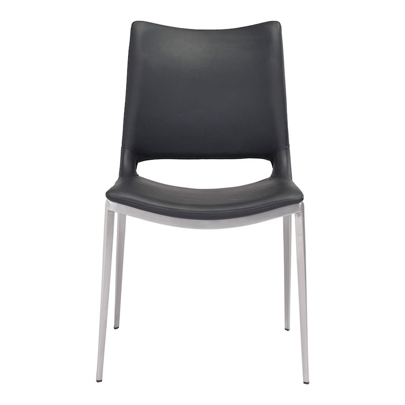 Zuo Modern Ace Dining Chair Set of 2, Black/Silver