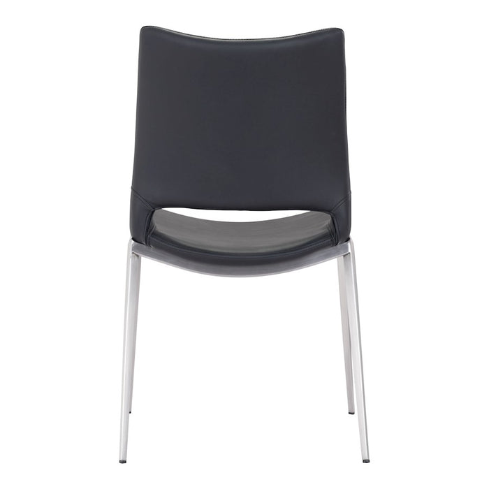 Zuo Modern Ace Dining Chair Set of 2, Black/Silver