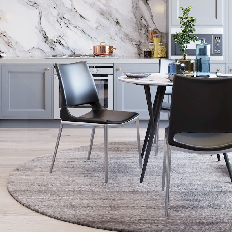 Zuo Modern Ace Dining Chair Set of 2, Black/Silver