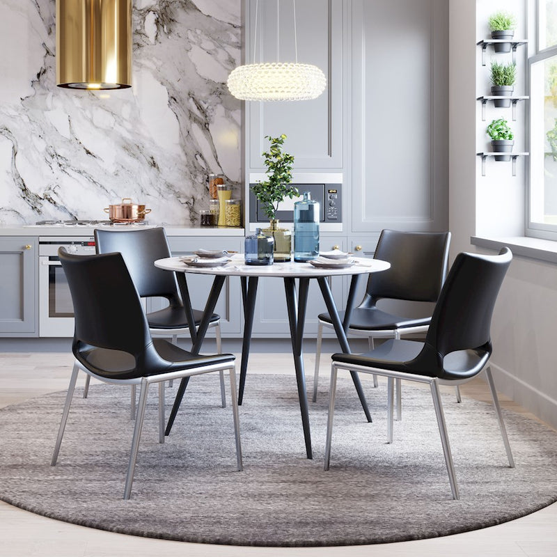 Zuo Modern Ace Dining Chair Set of 2, Black/Silver