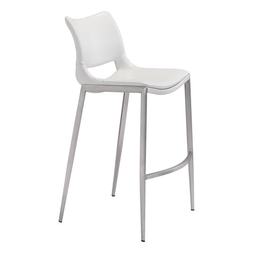 Zuo Modern Ace BarStool Set of 2, White/Silver
