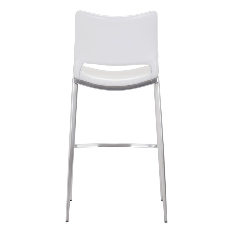 Zuo Modern Ace BarStool Set of 2, White/Silver