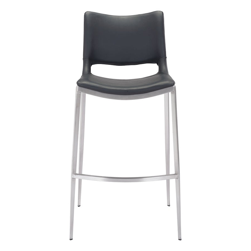 Zuo Modern Ace BarStool Set of 2, Black/Silver