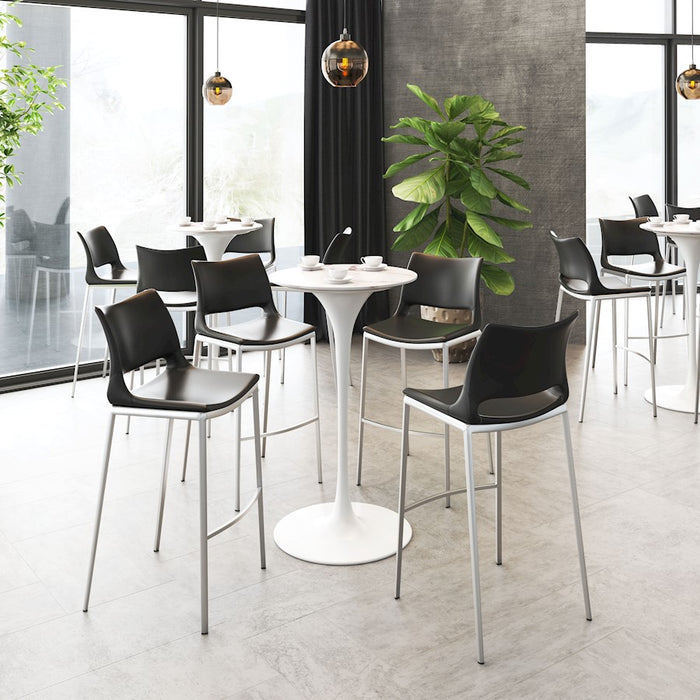 Zuo Modern Ace BarStool Set of 2, Black/Silver