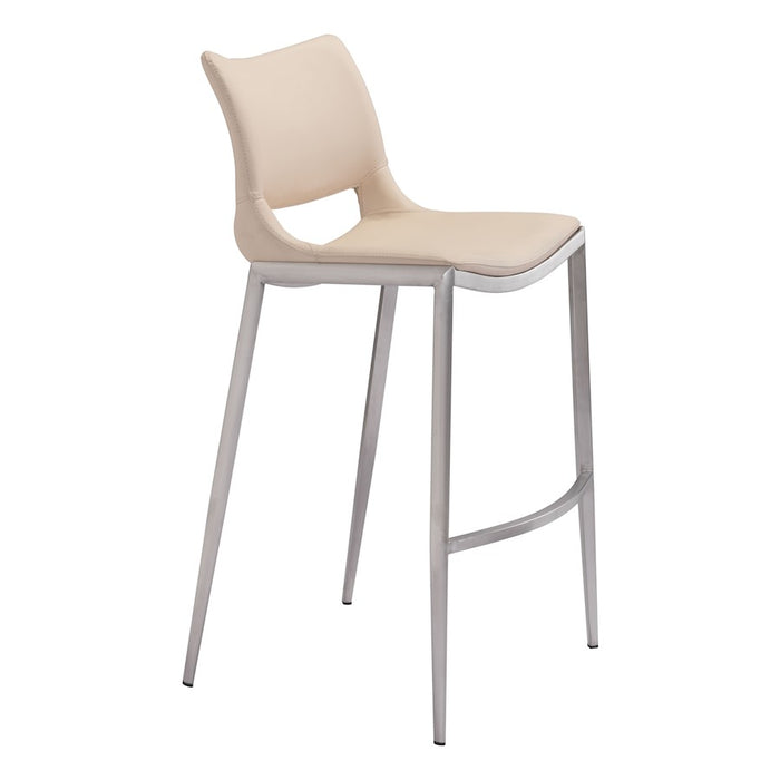 Zuo Modern Ace BarStool Set of 2, Light Pink/Silver