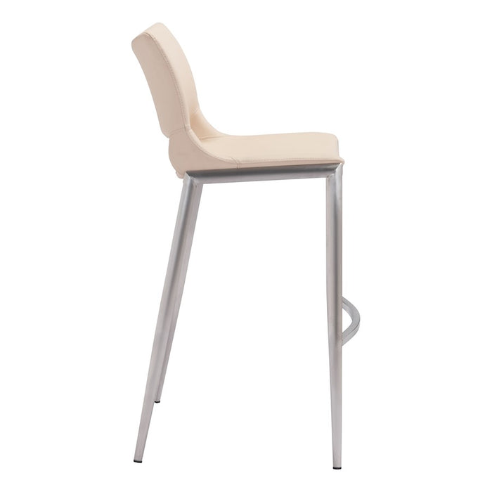 Zuo Modern Ace BarStool Set of 2, Light Pink/Silver