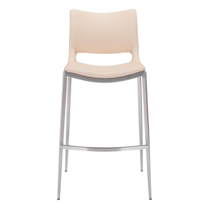 Zuo Modern Ace BarStool Set of 2, Light Pink/Silver