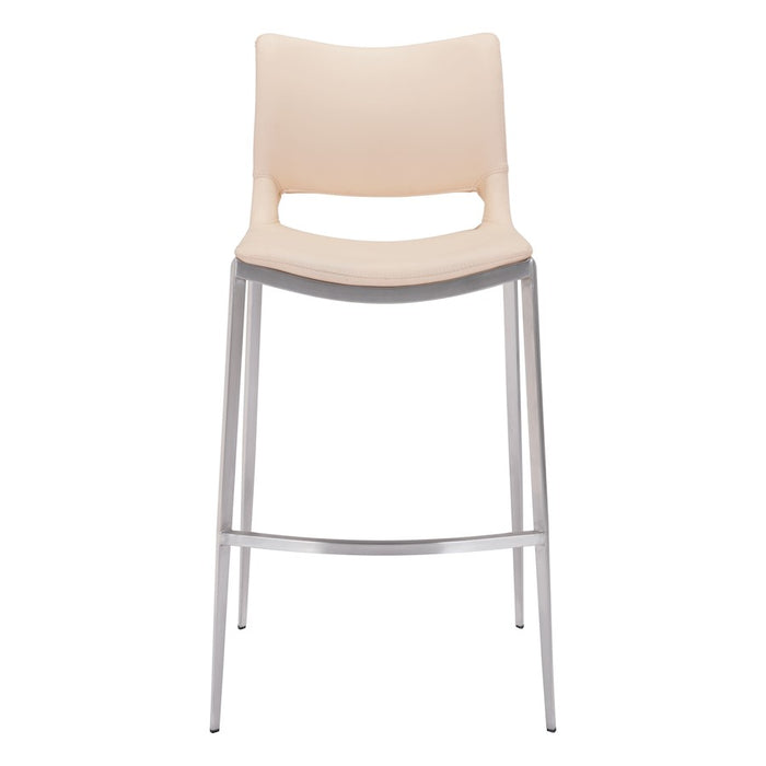 Zuo Modern Ace BarStool Set of 2, Light Pink/Silver