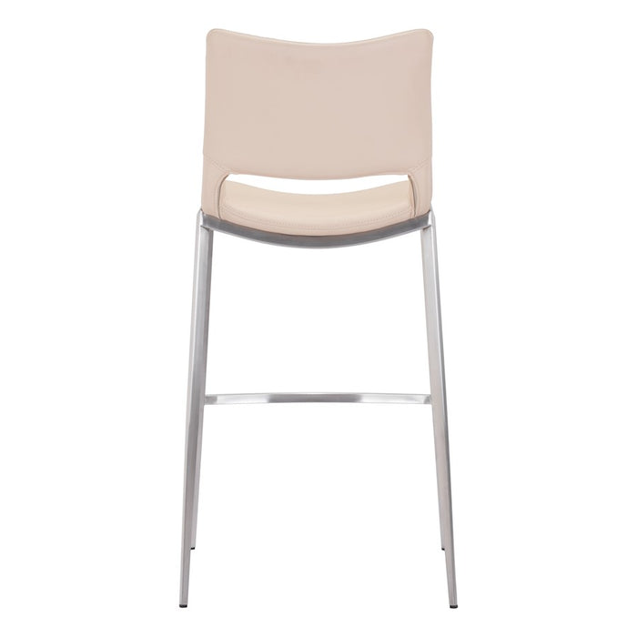 Zuo Modern Ace BarStool Set of 2, Light Pink/Silver
