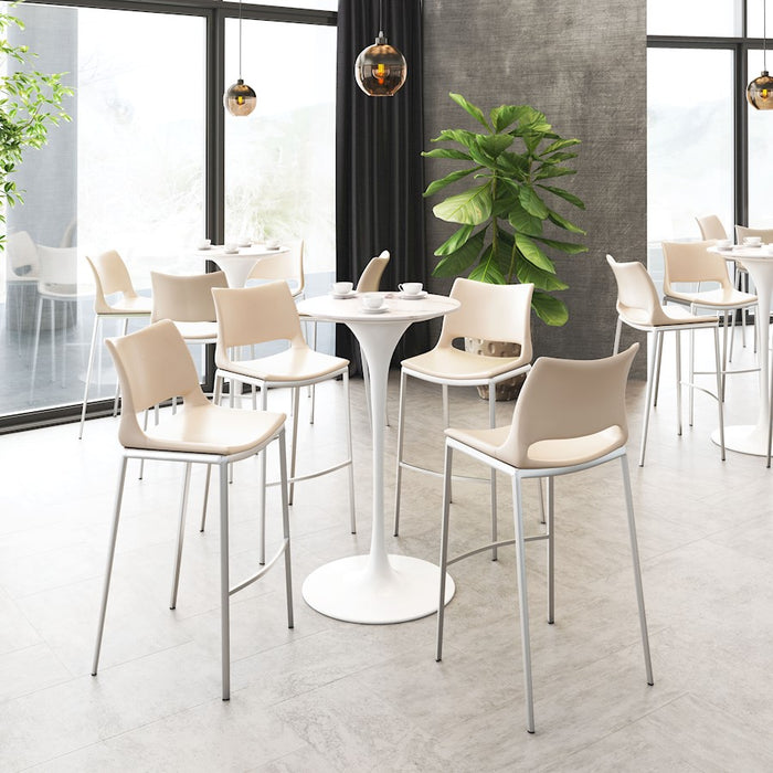Zuo Modern Ace BarStool Set of 2, Light Pink/Silver
