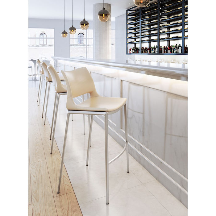 Zuo Modern Ace BarStool Set of 2, Light Pink/Silver
