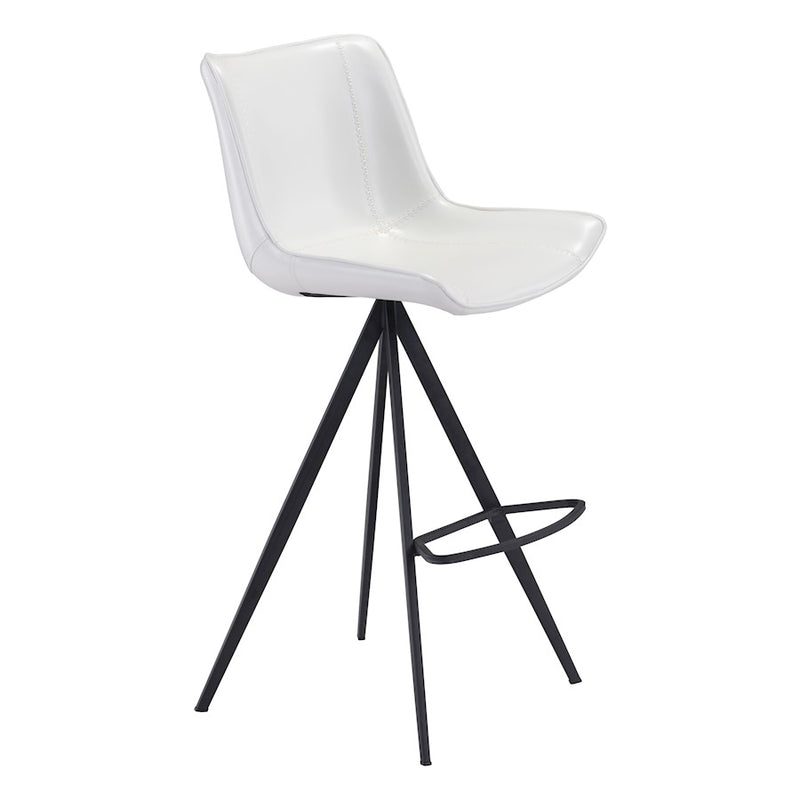 Zuo Modern Aki BarStool Set of 2, White/Black