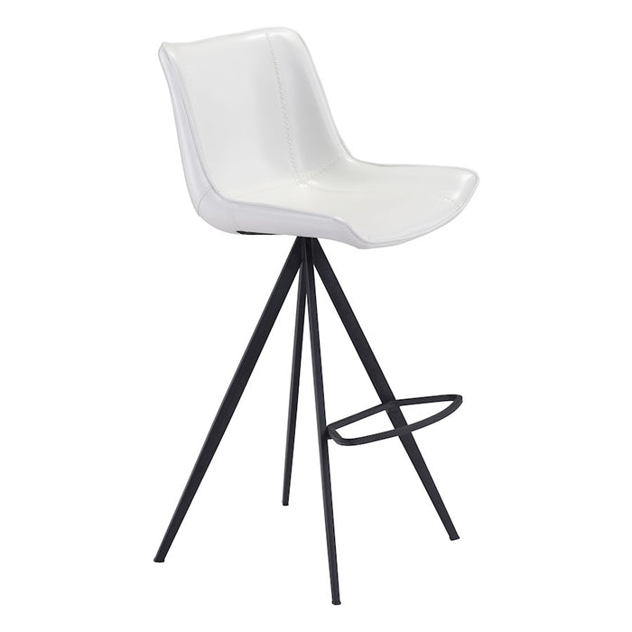 Zuo Modern Aki BarStool Set of 2, White/Black