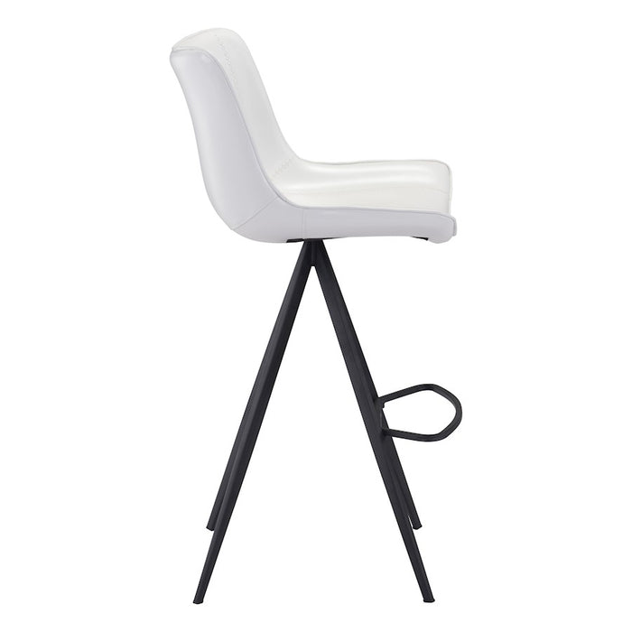 Zuo Modern Aki BarStool Set of 2, White/Black