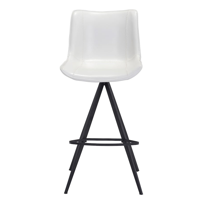 Zuo Modern Aki BarStool Set of 2, White/Black