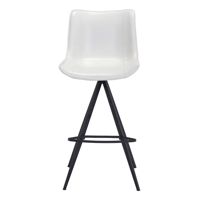 Zuo Modern Aki BarStool Set of 2, White/Black