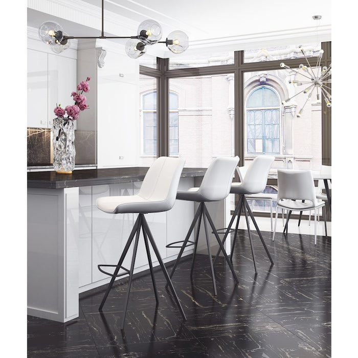 Zuo Modern Aki BarStool Set of 2, White/Black