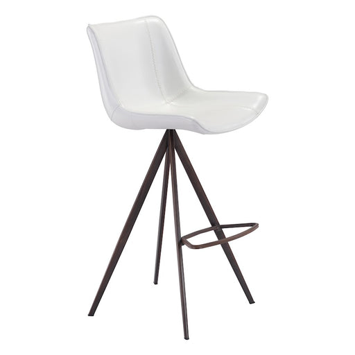 Zuo Modern Aki BarStool Set of 2, White/Walnut