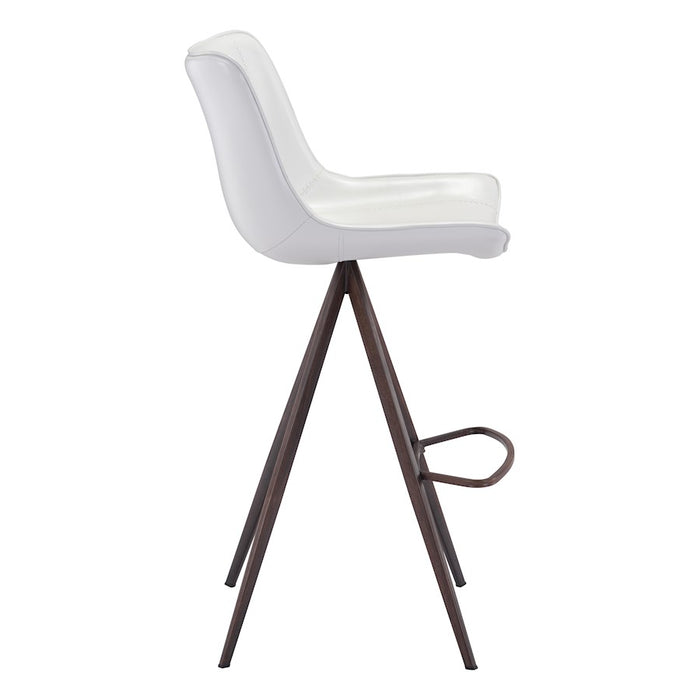 Zuo Modern Aki BarStool Set of 2, White/Walnut