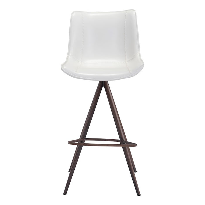 Zuo Modern Aki BarStool Set of 2, White/Walnut