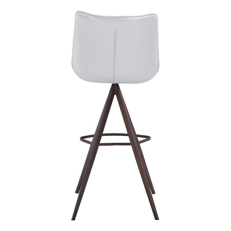 Zuo Modern Aki BarStool Set of 2, White/Walnut