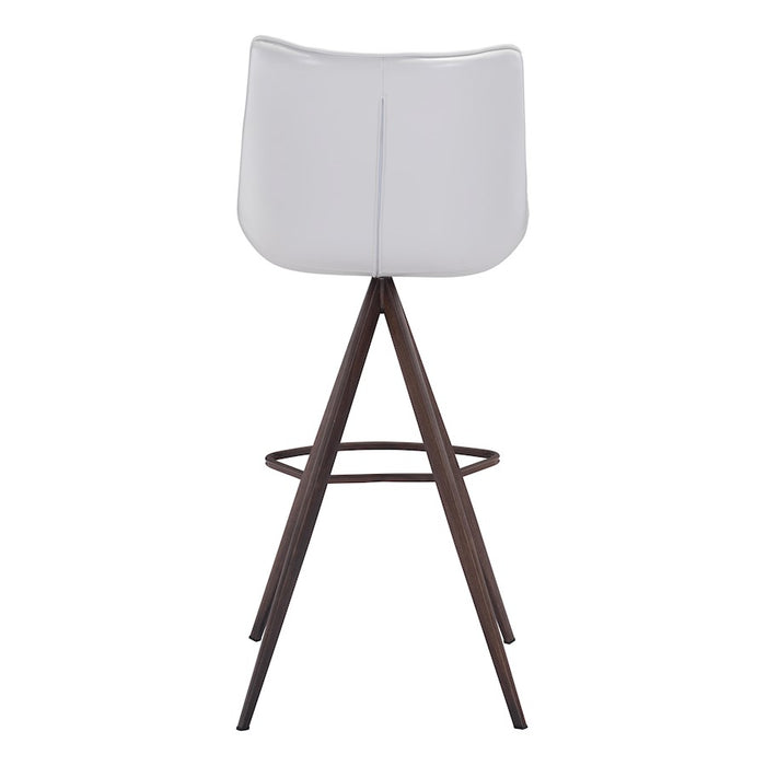 Zuo Modern Aki BarStool Set of 2, White/Walnut