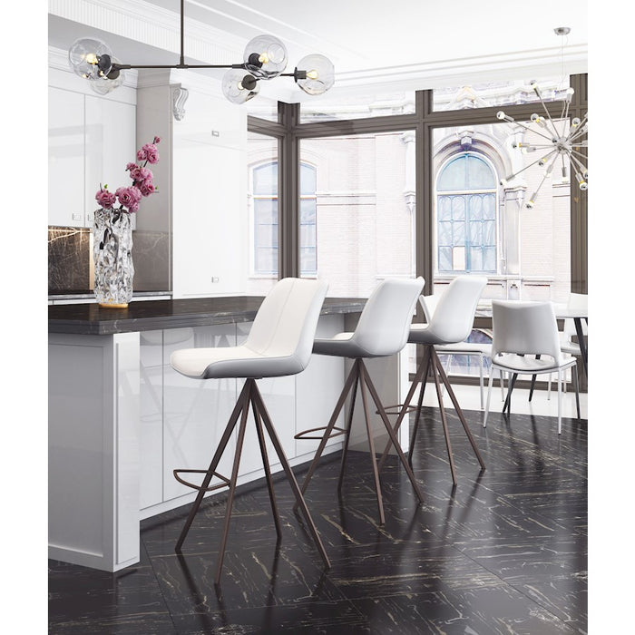 Zuo Modern Aki BarStool Set of 2, White/Walnut