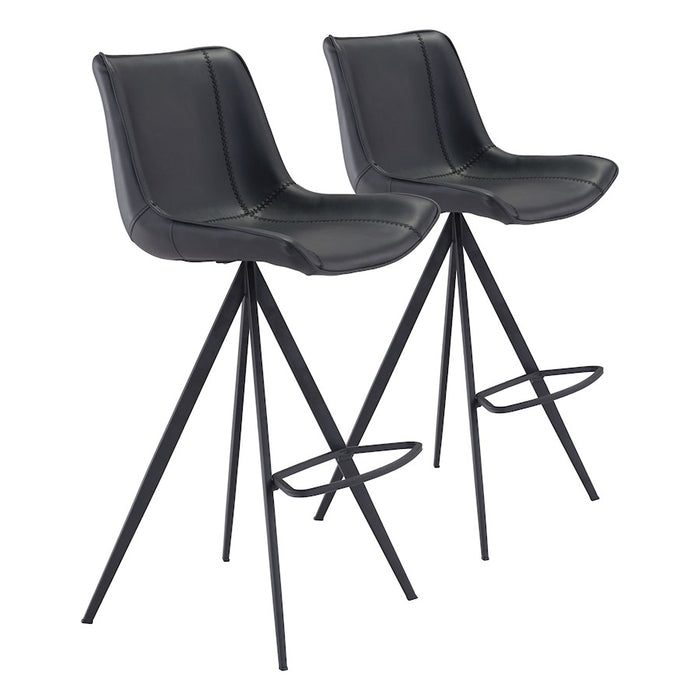 Zuo Modern Aki BarStool Set of 2, Black - 101289