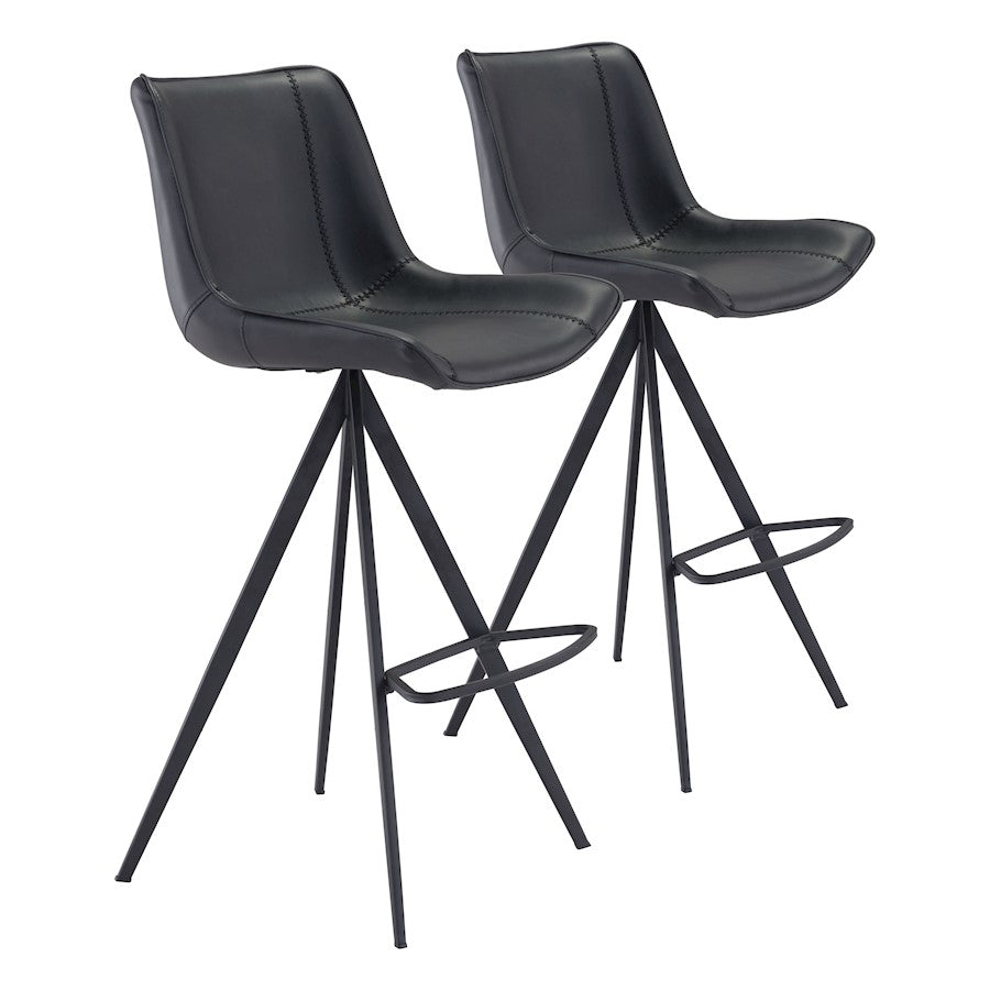 Zuo Modern Aki BarStool Set of 2, Black - 101289