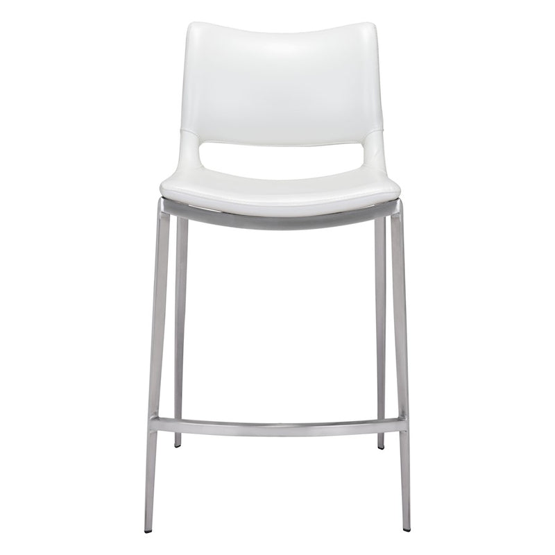 Zuo Modern Ace Counter Stool Set of 2, White/Silver