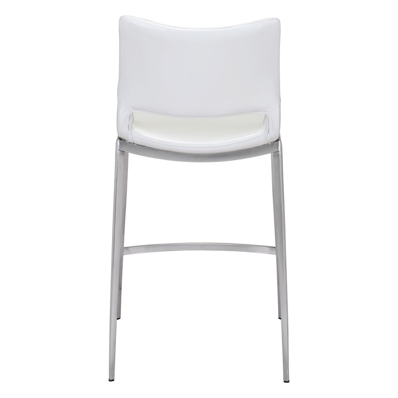 Zuo Modern Ace Counter Stool Set of 2, White/Silver