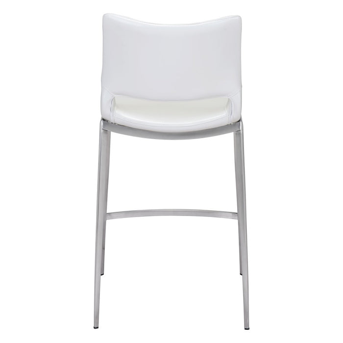 Zuo Modern Ace Counter Stool Set of 2, White/Silver