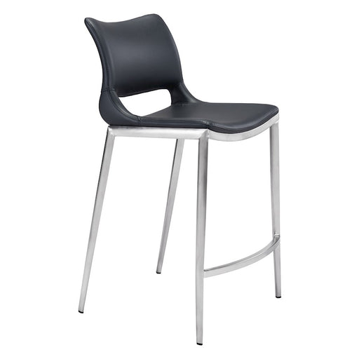 Zuo Modern Ace Counter Stool Set of 2, Black/Silver