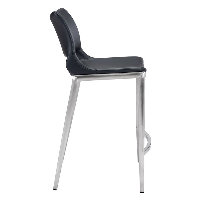 Zuo Modern Ace Counter Stool Set of 2, Black/Silver