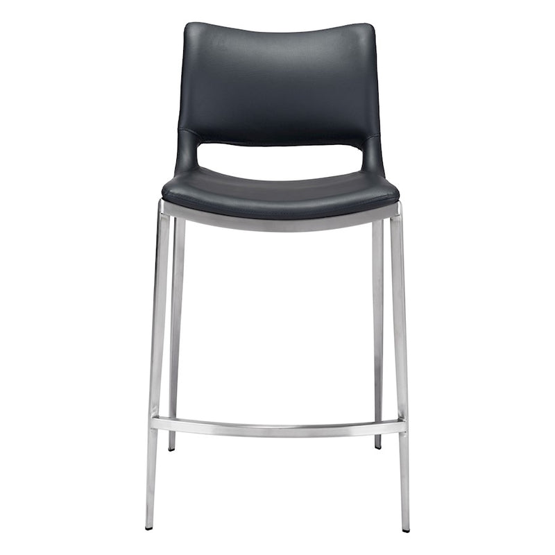 Zuo Modern Ace Counter Stool Set of 2, Black/Silver