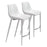 Zuo Modern Magnus Counter Stool Set of 2, White/Silver - 101408