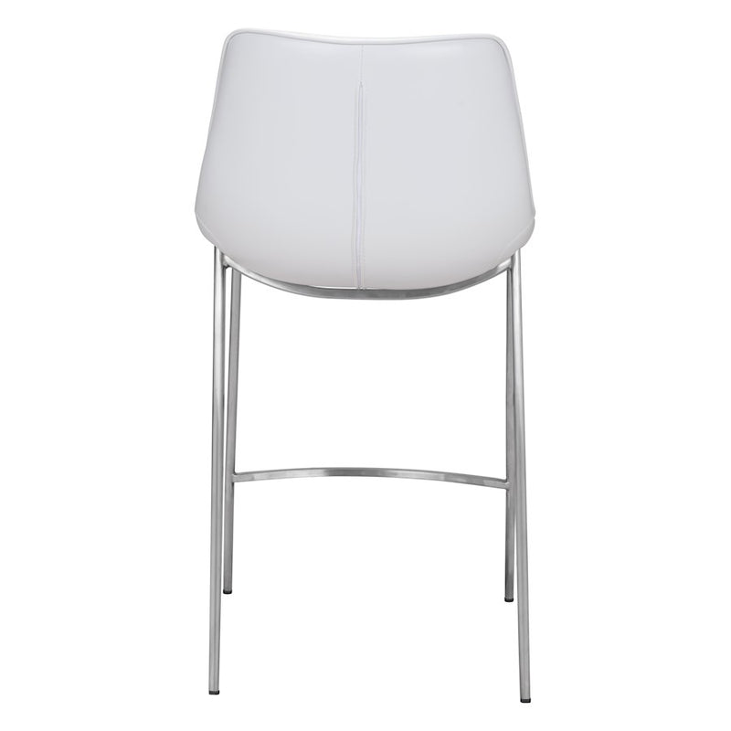 Zuo Modern Magnus Counter Stool Set of 2, White/Silver