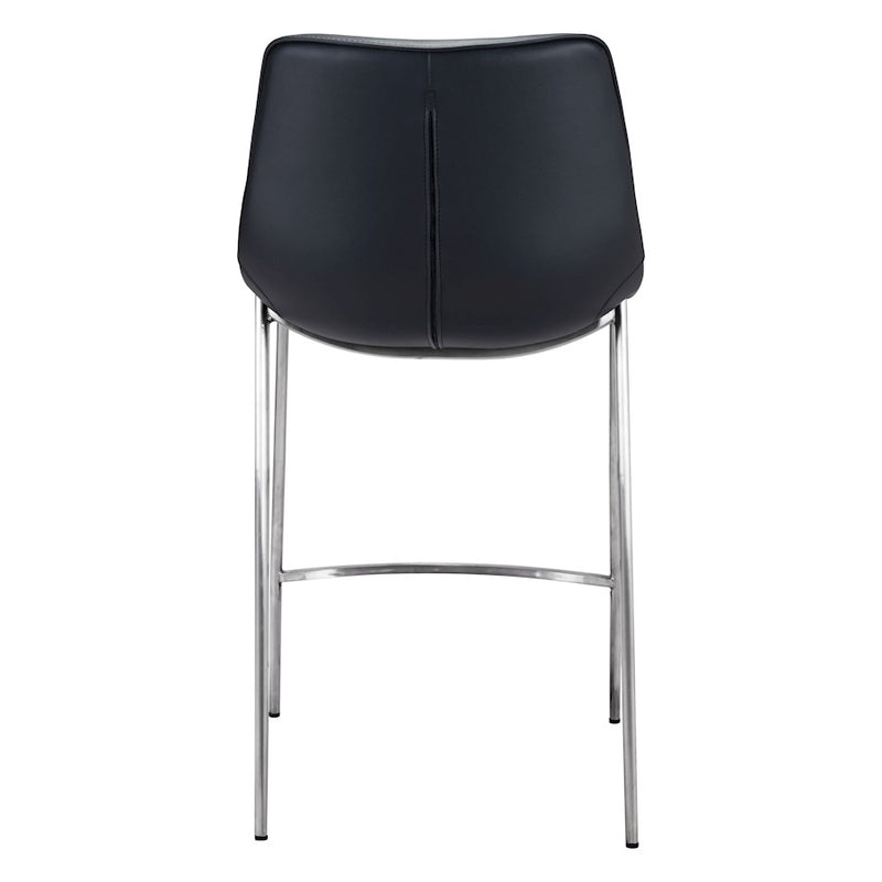 Zuo Modern Magnus Counter Stool Set of 2, Black/Silver