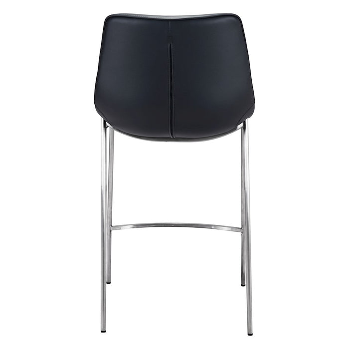 Zuo Modern Magnus Counter Stool Set of 2, Black/Silver