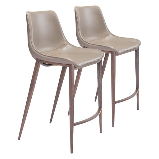 Zuo Modern Magnus Counter Stool Set of 2, Brown/Walnut - 101410