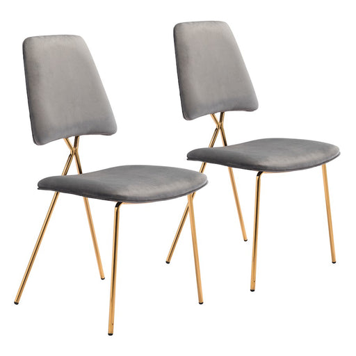 Zuo Modern Chloe Dining Chair Set of 2, Gray/Gold - 101463