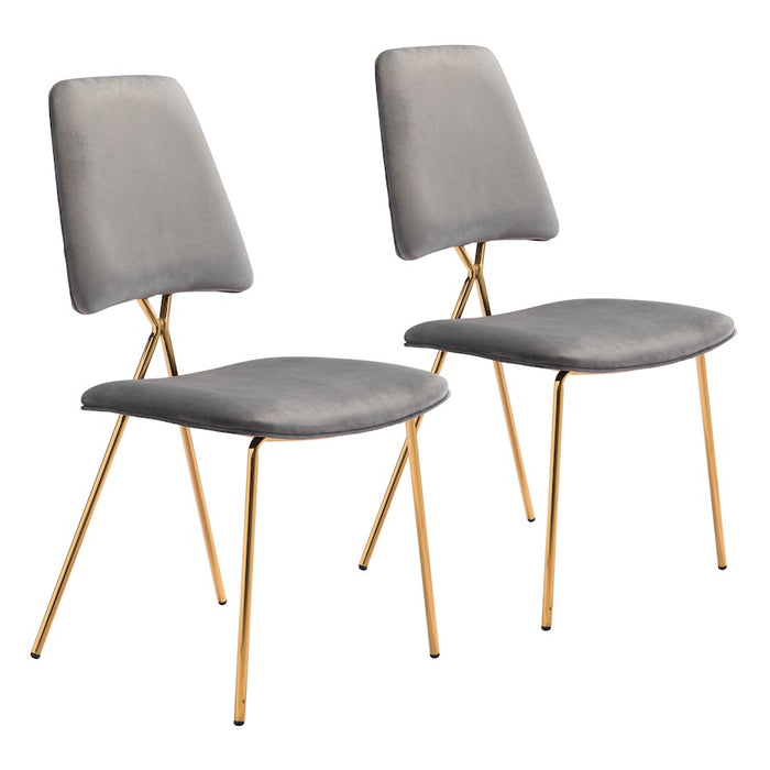 Zuo Modern Chloe Dining Chair Set of 2, Gray/Gold - 101463