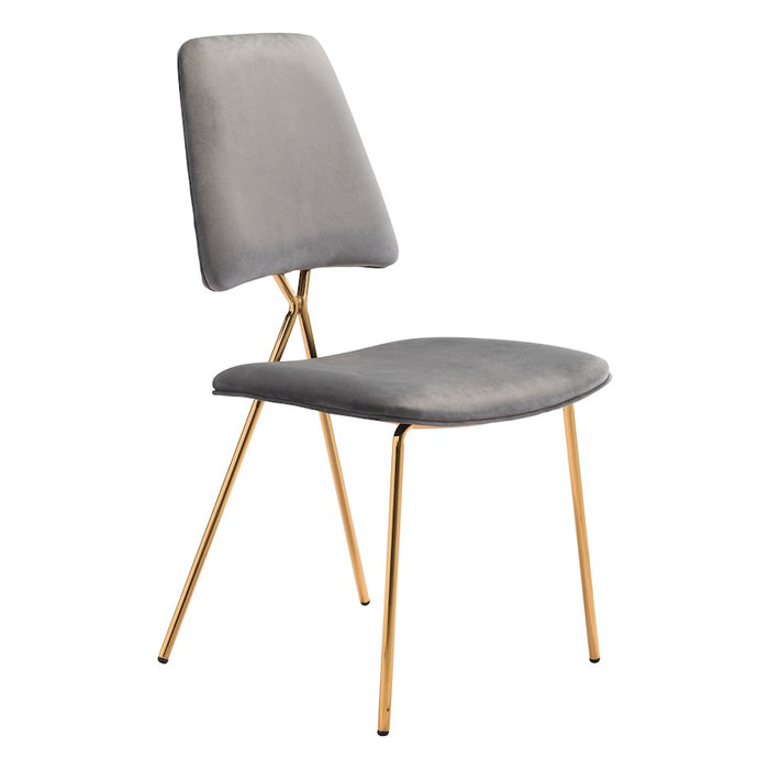 Zuo Modern Chloe Dining Chair Set of 2, Gray/Gold