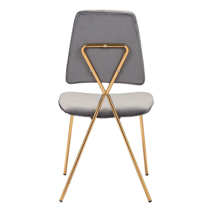 Zuo Modern Chloe Dining Chair Set of 2, Gray/Gold