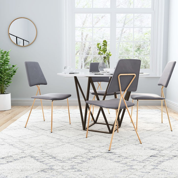 Zuo Modern Chloe Dining Chair Set of 2, Gray/Gold