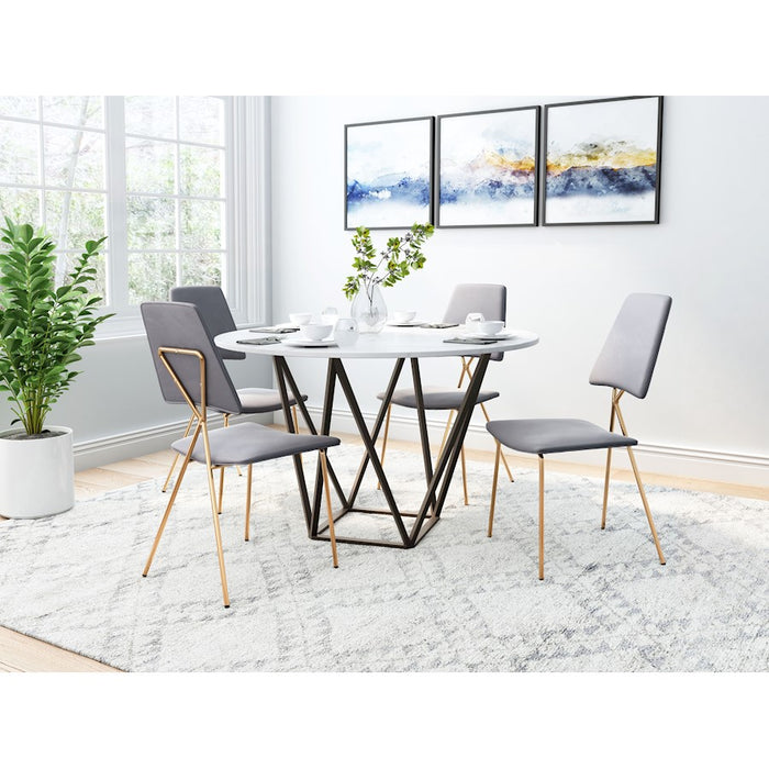 Zuo Modern Chloe Dining Chair Set of 2, Gray/Gold