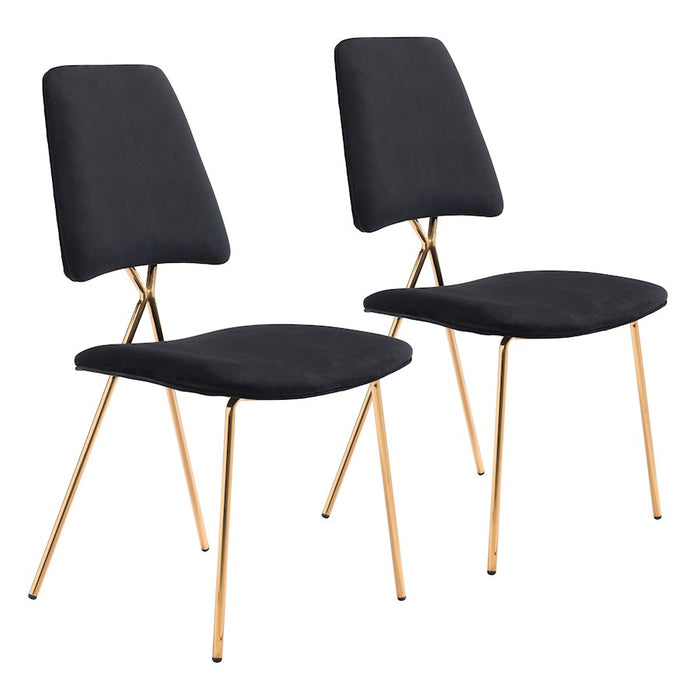 Zuo Modern Chloe Dining Chair Set of 2, Black/Gold - 101464