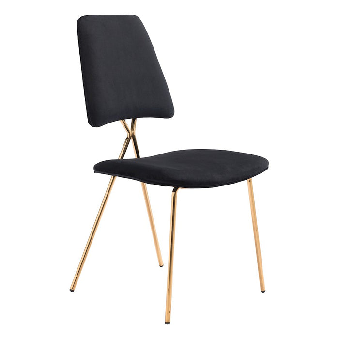 Zuo Modern Chloe Dining Chair Set of 2, Black/Gold
